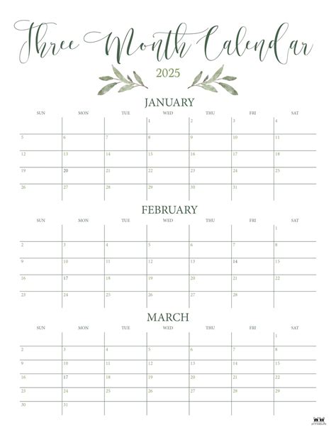 2025 Three Month/Quarterly Calendars - 36 FREE Cals | Printabulls