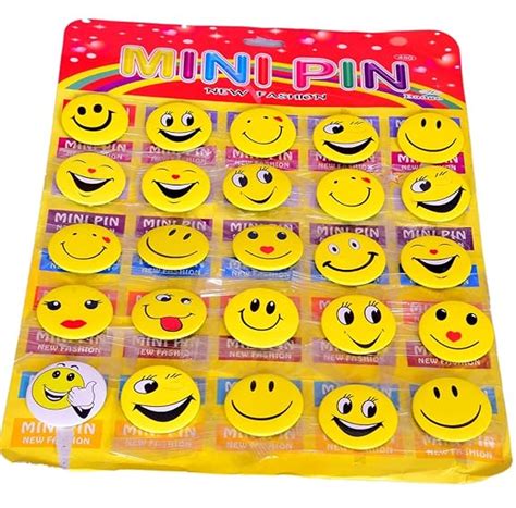 AMKAY SMILEY BADGE WITH PIN, SMILEY EMOJI COLORFUL EXPRESSIONS BUTTON ...