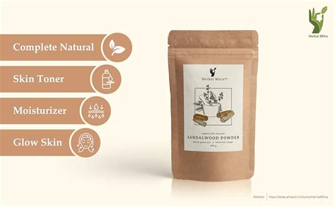 Herbal Mitra Pure & Natural Sandalwood Powder for Face, Skin Whitening ...