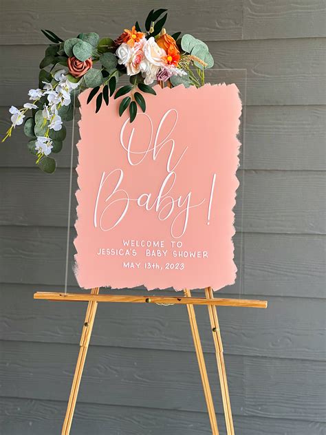 Acrylic Baby Shower Welcome Sign Painted Back | Acrylic Welcome Sign ...