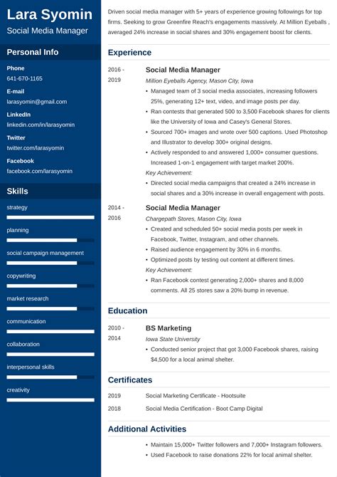 Social Media Manager Resume Sample [2025 ready]