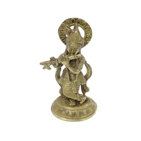 Krishna Standing Brass Metal 9 Inch || Lord Krishna Sculpture || Saras ...