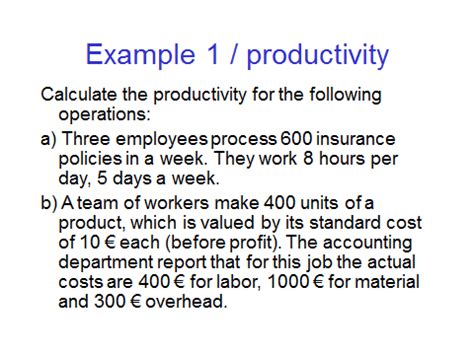 Productivity Calculation Examples 的图像结果