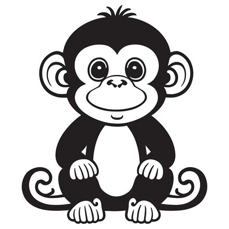 Monkey Black And White Clipart