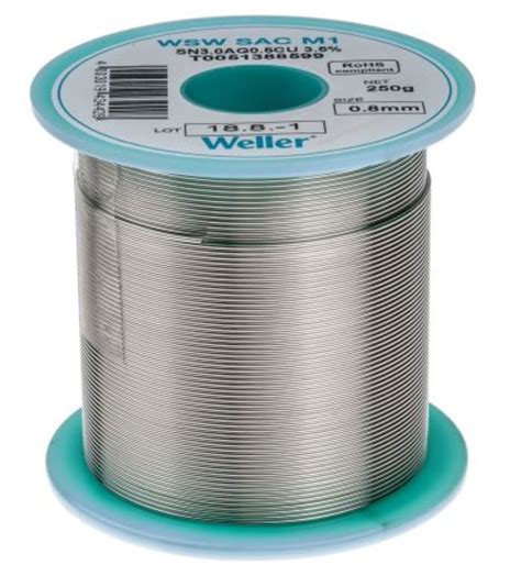 T0051388599 Weller | Weller Wire, 0.8mm Lead Free Solder, +217 → +221°C ...
