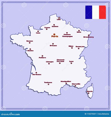 Map of France with Big Cities. Stock Illustration - Illustration of ...
