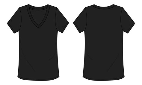 Black V Neck T Shirt Template