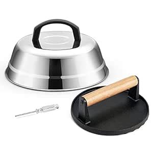 9 Inch Cheese Melting Dome & Grill Press Kit, Joyfair Stainless Steel ...