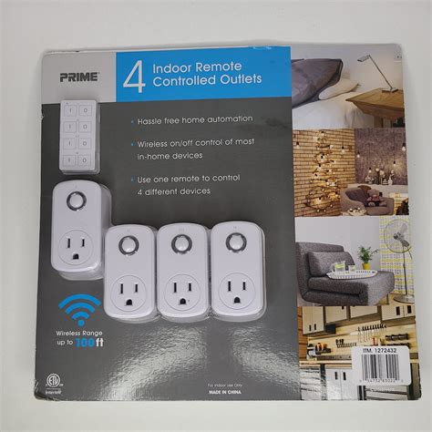 NEW Prime 4 Indoor Remote Controlled Outlets (4) Wireless On Off Range ...