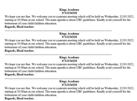 Letter for Parents Meeting 的图像结果