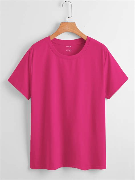SHEIN USA | Plain tee shirts, Hot pink shirt, Hot pink outfit