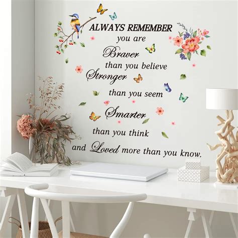 Arquiel Flower Butterfly Wall Decal Bird Inspirational Quote Wall ...