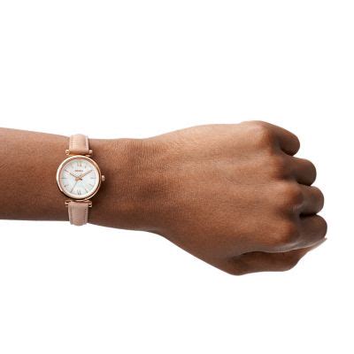 Fossil Carlie Mini Three-Hand Blush Leather Watch – The Watch Factory