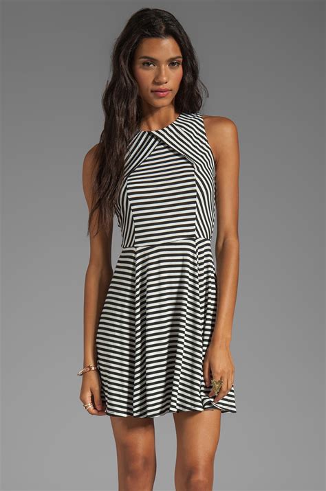 Eight Sixty Striped Mini Dress in Black/White in Black & White | REVOLVE