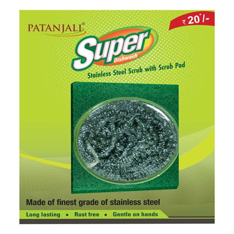 Patanjali Dishwash Bar-600g (500g+100g)+ Scrub Pad - Buy Online