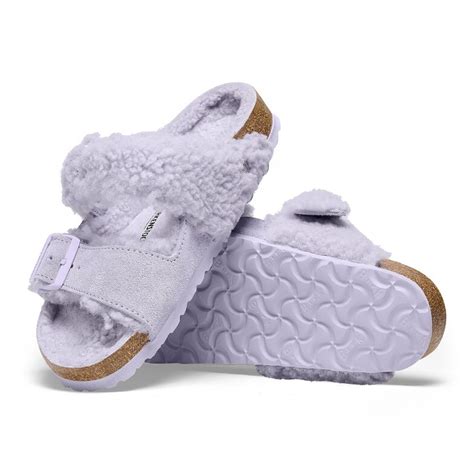 Arizona Teddy Split Suede Leather-Shearling Purple Fog | BIRKENSTOCK