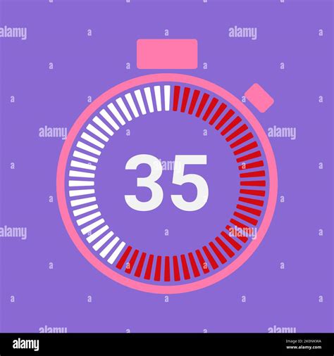 35 minutes timer. Stopwatch symbol in flat style. Editable isolated ...