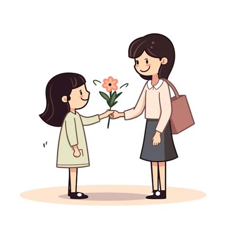 Cartoon girl giving flower to another girl generative ai | Premium AI ...