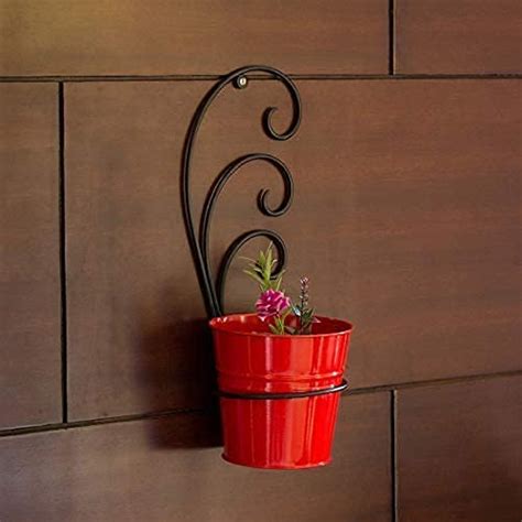 Ezzu Crafts | The Red Bucket Metal Wall Planters Pot for Indoor Plants ...
