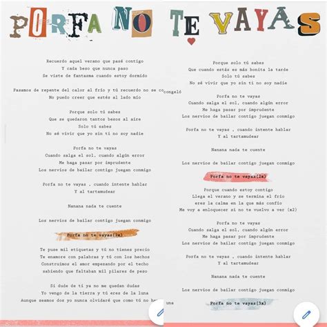 Letre de la nueva canción con beret!! 🤩 | Porfa no te vayas morat ...