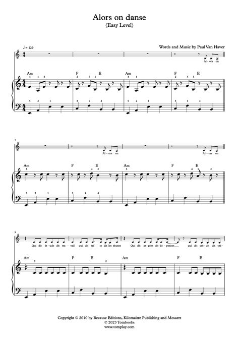 Alors on danse (Easy Level, Solo Piano) (Stromae ) - Piano Sheet Music