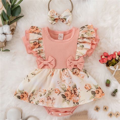 Zukuco Newborn Baby Girl Spring Summer Clothes Ruffle Sleeve Floral ...