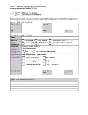 Fillable Online opwdd ny Person Centered Planning Regulation Checklist ...