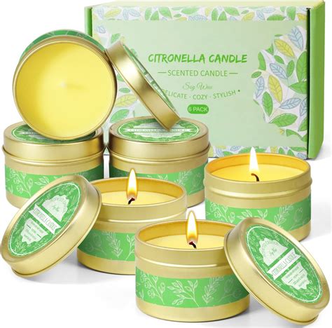 SCENTORINI Citronella Candle, Soy Wax Citronella Candle Outdoor, 6 x 75 ...