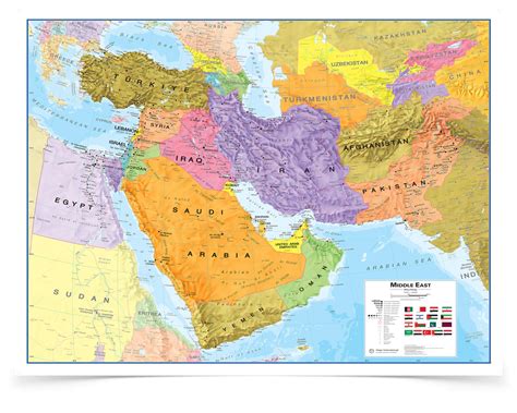 Buy Large Middle East Wall Political - Laminated - 48 x 36 inches ...