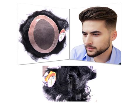 Hair Patch for Men 100% Natural Human Hair Wigs with Wide PU Border for ...