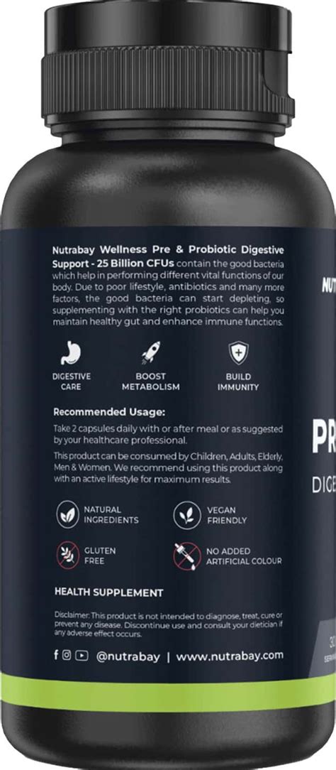 Buy NUTRABAY WELLNESS PRE & PROBIOTIC DIGESTIVE SUPPORT 25 BILLION CFUS ...