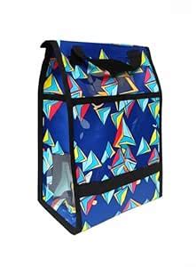 Insulated Lunch or Tiffin Bag, Geometric Pattern Design, Navy Blue with ...