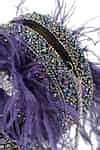 Buy Multi Color Feathers, Brooches Kiraz Embellished Round Clutch by ...