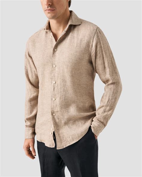 Light Brown Linen Twill Shirt - Eton