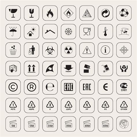 Icon set for packaging and box design | Premium Vector