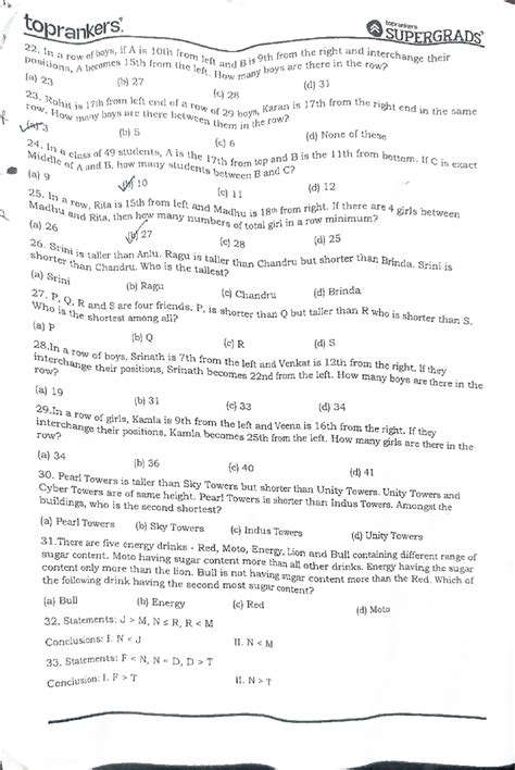 Supergrads Positions: Row Arrangement & Logic Problems (22) - Studocu