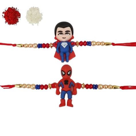 DMS RETAIL Cartoon Rakhi for Kids Superman & Spiderman stylish Rakhis ...