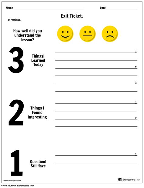 Avsluta biljett-3-2-1 med förtroende Storyboard