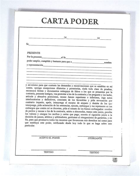 Carta poder – Casa Papelera Monroy