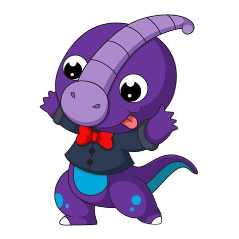 Cute little dinosaur cartoon dancing | Premium Vector