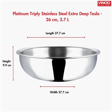 Buy VINOD Platinum Triply Stainless Steel Tasla - 4.1L from Vinod at ...
