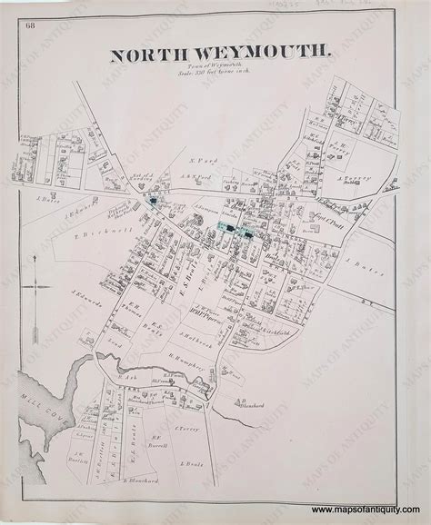 1876 - North Weymouth. (MA) - Antique Map – Maps of Antiquity