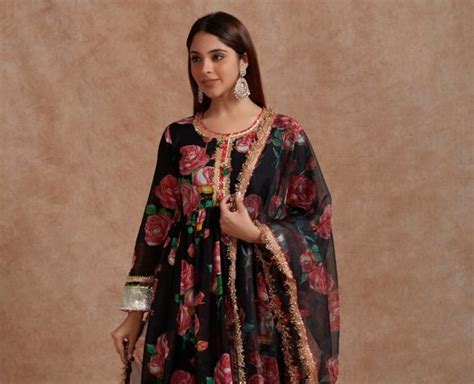 Black Pink Printed Organza Dupatta