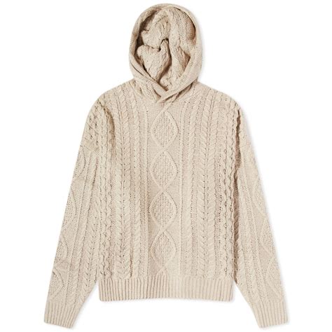 Fear of God Essentials Cable Knit Hoodie Silver Cloud | END. (TW)