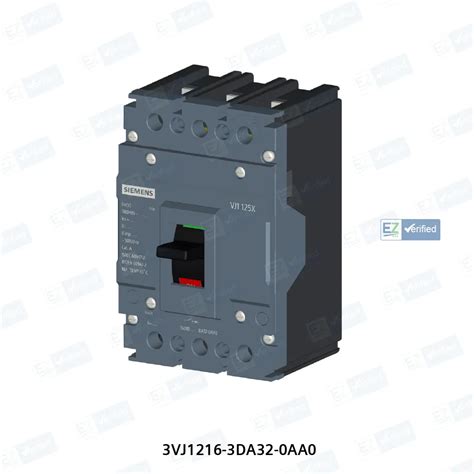 Siemens 3VJ1216-3DA32-0AA0 MCCB, 160 Amp, 3 Pole, 25 kA, MicroTrip/ETU