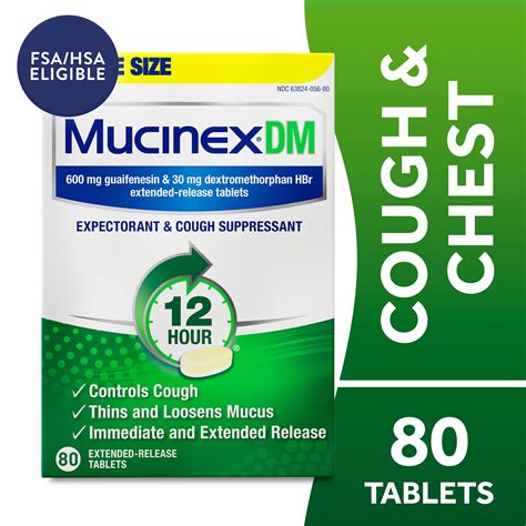 Mucinex DM 12 Hour Expectorant & Cough Medicine, Excess Mucus Relief ...