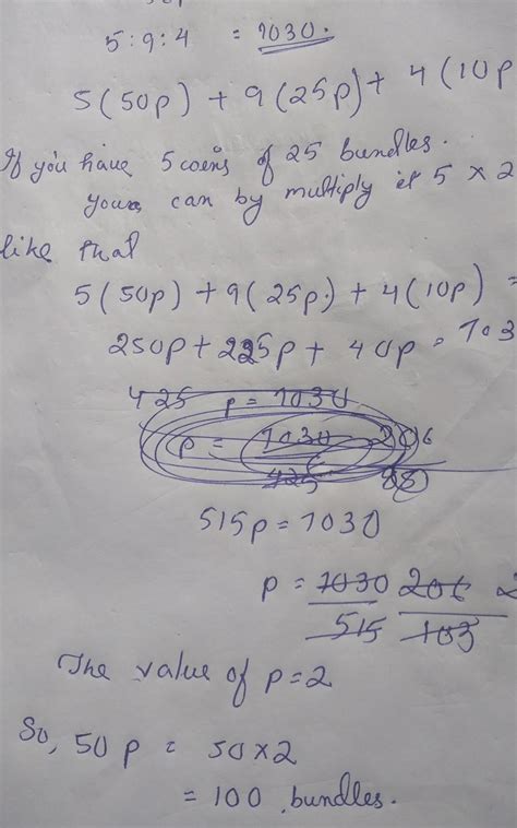 A bag contains 50 p, 25p and 10p coin the ratio 5.9.4 amounting to rs ...