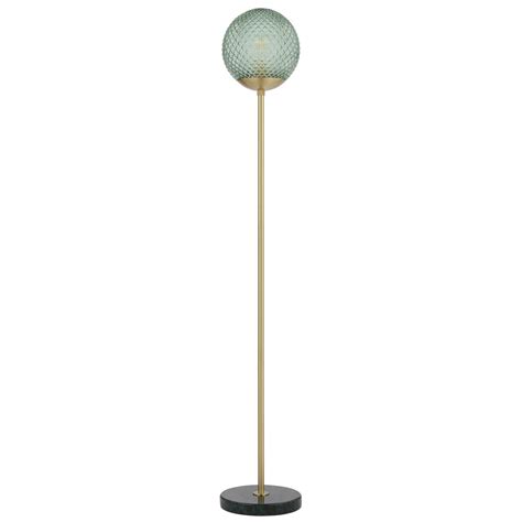 Erbil Black Marble Green Glass Floor Lamp - Zest Lighting