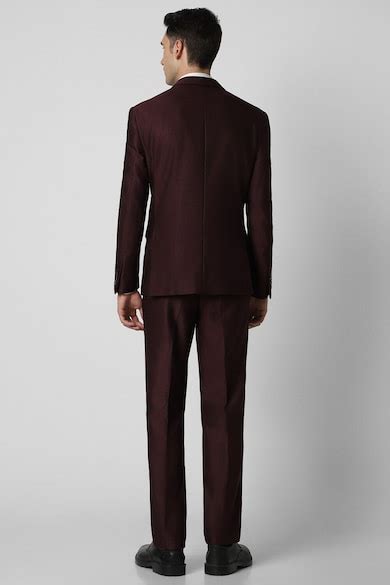 Buy Men Maroon Solid Slim Fit Wedding Two Piece Suit Online - 934979 ...
