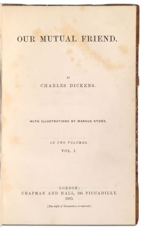 Our Mutual Friend by DICKENS, Charles: Near Fine Hardcover (1865 ...